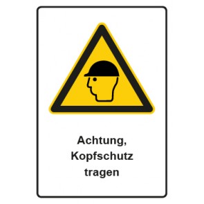 Aufkleber Warnzeichen Piktogramm & Text deutsch · Hinweiszeichen Achtung, Kopfschutz tragen | stark haftend