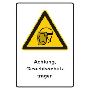 Aufkleber Warnzeichen Piktogramm & Text deutsch · Hinweiszeichen Achtung, Gesichtsschutz tragen | stark haftend