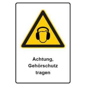 Aufkleber Warnzeichen Piktogramm & Text deutsch · Hinweiszeichen Achtung, Gehörschutz tragen (Warnaufkleber)