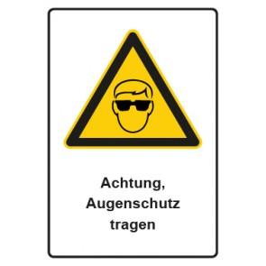 Schild Warnzeichen Piktogramm & Text deutsch · Hinweiszeichen Achtung, Augenschutz tragen