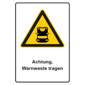 Aufkleber Warnzeichen Piktogramm & Text deutsch · Hinweiszeichen Achtung, Warnweste tragen (Warnaufkleber)