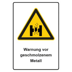 Schild Warnzeichen Piktogramm & Text deutsch · Warnung vor geschmolzenem Metall | selbstklebend