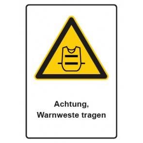 Schild Warnzeichen Piktogramm & Text deutsch · Hinweiszeichen Achtung, Warnweste tragen