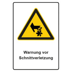Aufkleber Warnzeichen Piktogramm & Text deutsch · Warnung vor Schnittverletzung | stark haftend