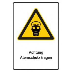 Aufkleber Warnzeichen Piktogramm & Text deutsch · Hinweiszeichen Achtung Atemschutz tragen (Warnaufkleber)