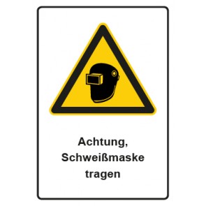 Schild Warnzeichen Piktogramm & Text deutsch · Hinweiszeichen Achtung, Schweißmaske tragen