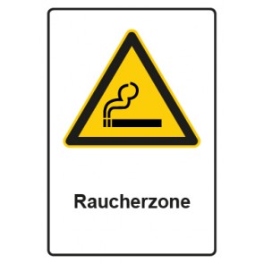 Aufkleber Warnzeichen Piktogramm & Text deutsch · Hinweiszeichen Raucherzone (Warnaufkleber)