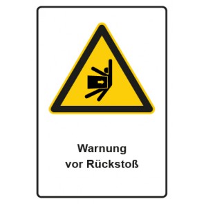 Aufkleber Warnzeichen Piktogramm & Text deutsch · Warnung vor Rückstoß | stark haftend