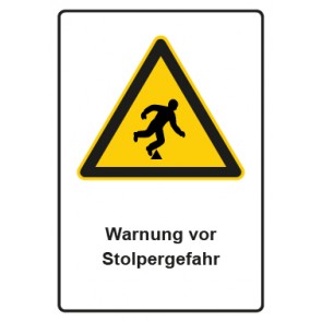 Schild Warnzeichen Piktogramm & Text deutsch · Warnung vor Stolpergefahr