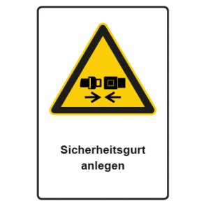 Schild Warnzeichen Piktogramm & Text deutsch · Hinweiszeichen Sicherheitsgurt anlegen
