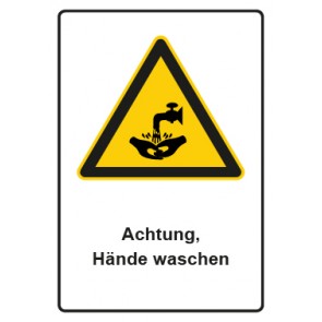 Aufkleber Warnzeichen Piktogramm & Text deutsch · Hinweiszeichen Hinweiszeichen Achtung, Hände waschen (Warnaufkleber)