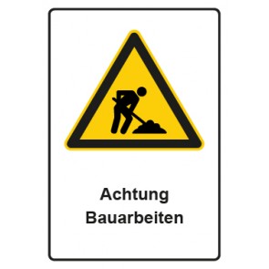 Schild Warnzeichen Piktogramm & Text deutsch · Hinweiszeichen Achtung Bauarbeiten