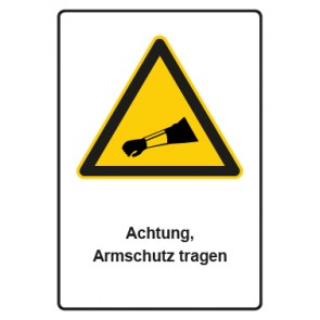 Schild Warnzeichen Piktogramm & Text deutsch · Hinweiszeichen Achtung, Armschutz tragen