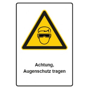 Aufkleber Warnzeichen Piktogramm & Text deutsch · Hinweiszeichen Achtung, Augenschutz tragen (Warnaufkleber)