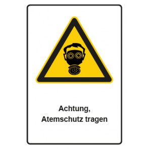 Schild Warnzeichen Piktogramm & Text deutsch · Hinweiszeichen Achtung, Atemschutz tragen