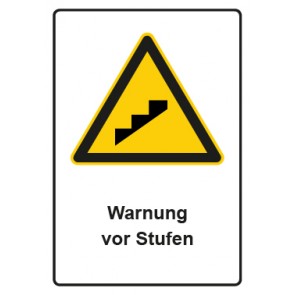 Aufkleber Warnzeichen Piktogramm & Text deutsch · Warnung vor Stufen | stark haftend
