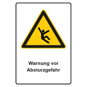 Schild Warnzeichen Piktogramm & Text deutsch · Warnung vor Absturzgefahr