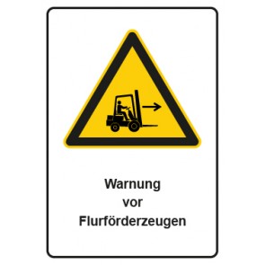 Aufkleber Warnzeichen Piktogramm & Text deutsch · Warnung vor Flurförderzeugen (Warnaufkleber)