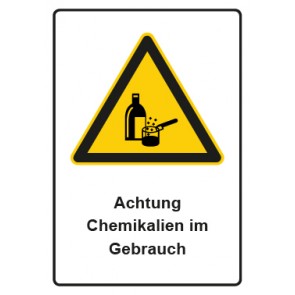 Schild Warnzeichen Piktogramm & Text deutsch · Hinweiszeichen Achtung Chemikalien im Gebrauch | selbstklebend