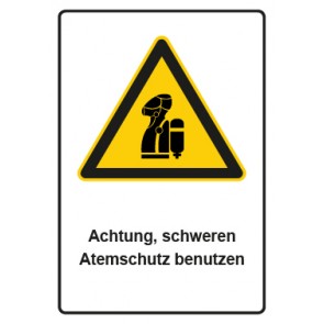 Aufkleber Warnzeichen Piktogramm & Text deutsch · Hinweiszeichen Achtung, schweren Atemschutz benutzen (Warnaufkleber)