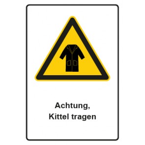 Aufkleber Warnzeichen Piktogramm & Text deutsch · Hinweiszeichen Achtung Kittel tragen (Warnaufkleber)