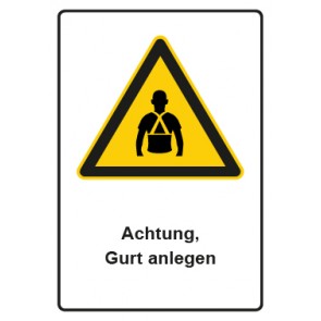 Aufkleber Warnzeichen Piktogramm & Text deutsch · Hinweiszeichen Achtung, Gurt anlegen | stark haftend