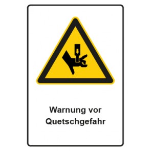 Aufkleber Warnzeichen Piktogramm & Text deutsch · Warnung vor Quetschgefahr | stark haftend
