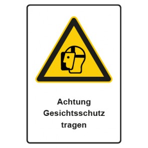 Aufkleber Warnzeichen Piktogramm & Text deutsch · Hinweiszeichen Achtung Gesichtsschutz tragen | stark haftend