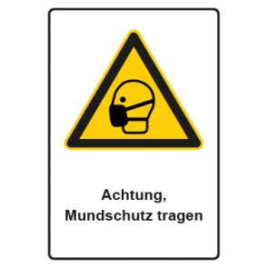Magnetschild Warnzeichen Piktogramm & Text deutsch · Hinweiszeichen Achtung, Mundschutz tragen