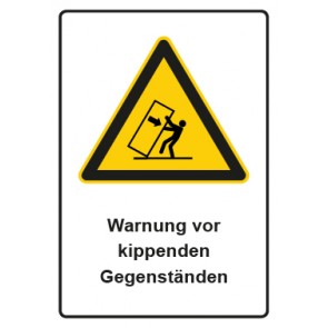 Aufkleber Warnzeichen Piktogramm & Text deutsch · Warnung vor kippenden Gegenständen