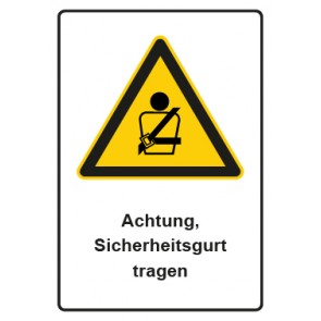 Schild Warnzeichen Piktogramm & Text deutsch · Hinweiszeichen Achtung, Sicherheitsgurt tragen | selbstklebend