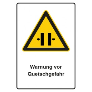 Schild Warnzeichen Piktogramm & Text deutsch · Warnung vor Quetschgefahr | selbstklebend
