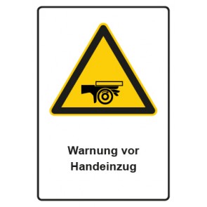 Aufkleber Warnzeichen Piktogramm & Text deutsch · Warnung vor Handeinzug (Warnaufkleber)