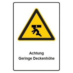 Schild Warnzeichen Piktogramm & Text deutsch · Hinweiszeichen Geringe Deckenhöhe | selbstklebend