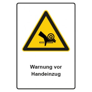 Magnetschild Warnzeichen Piktogramm & Text deutsch · Warnung vor Handeinzug