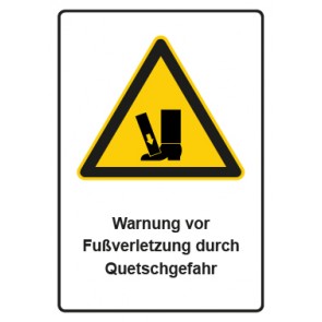 Aufkleber Warnzeichen Piktogramm & Text deutsch · Warnung vor Fußverletzung durch Quetschgefahr | stark haftend