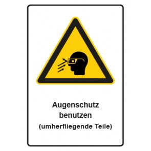 Aufkleber Warnzeichen Piktogramm & Text deutsch · Hinweiszeichen Augenschutz benutzen (umherfliegende Teile)