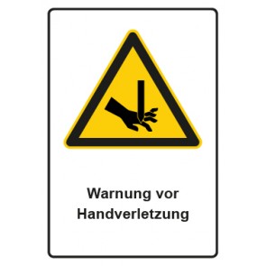 Schild Warnzeichen Piktogramm & Text deutsch · Warnung vor Handverletzung | selbstklebend