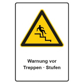 Schild Warnzeichen Piktogramm & Text deutsch · Warnung vor Treppen · Stufen | selbstklebend