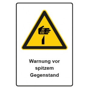 Schild Warnzeichen Piktogramm & Text deutsch · Warnung vor spitzem Gegenstand | selbstklebend