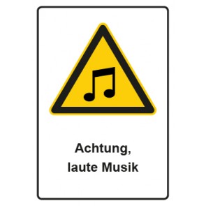 Schild Warnzeichen Piktogramm & Text deutsch · Hinweiszeichen Achtung, laute Musik