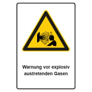 Schild Warnzeichen Piktogramm & Text deutsch · Warnung vor explosiv austretenden Gasen