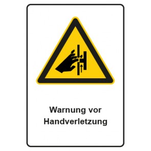 Aufkleber Warnzeichen Piktogramm & Text deutsch · Warnung vor Handverletzung | stark haftend