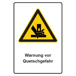 Schild Warnzeichen Piktogramm & Text deutsch · Warnung vor Quetschgefahr