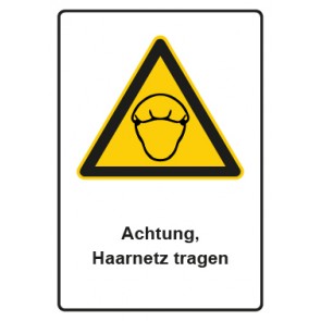 Aufkleber Warnzeichen Piktogramm & Text deutsch · Hinweiszeichen Achtung, Haarnetz tragen | stark haftend