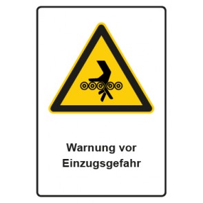 Aufkleber Warnzeichen Piktogramm & Text deutsch · Hinweiszeichen Einzugsgefahr | stark haftend