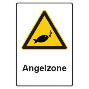Aufkleber Warnzeichen Piktogramm & Text deutsch · Hinweiszeichen Achtung, Angelzone (Warnaufkleber)