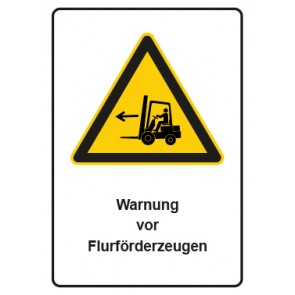 Aufkleber Warnzeichen Piktogramm & Text deutsch · Warnung vor Flurförderzeugen | stark haftend