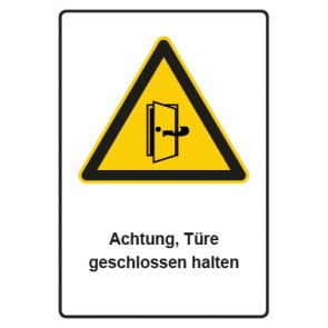 Schild Warnzeichen Piktogramm & Text deutsch · Hinweiszeichen Achtung, Türe geschlossen halten