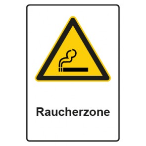 Aufkleber Warnzeichen Piktogramm & Text deutsch · Hinweiszeichen Raucherzone (Warnaufkleber)